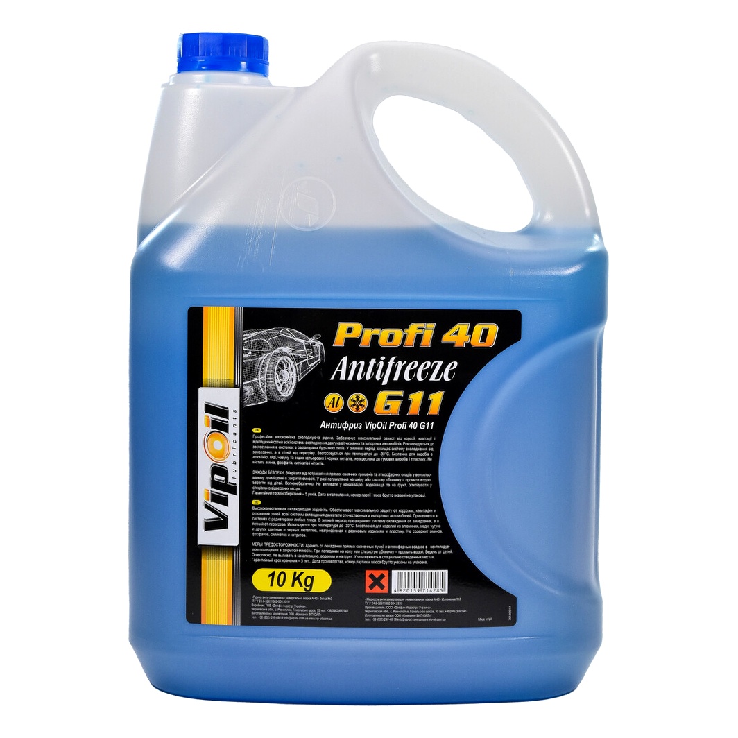 Готовий антифриз VIPOIL Profi 40 синій G11 -30 °C 10 л (701400) - zapix