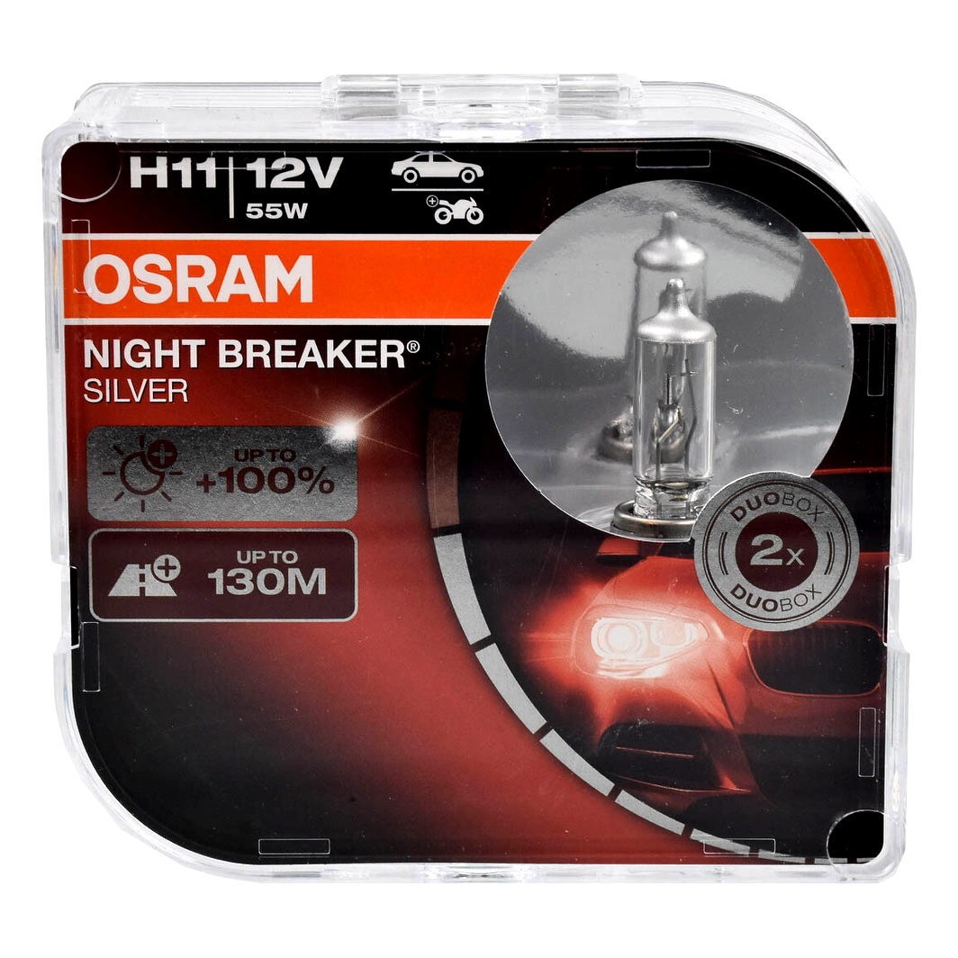 Автолампа галогенова OSRAM Night Breaker Silver H11 PGJ19-2 55W 12V прозора 64211NBSHCB - zapix
