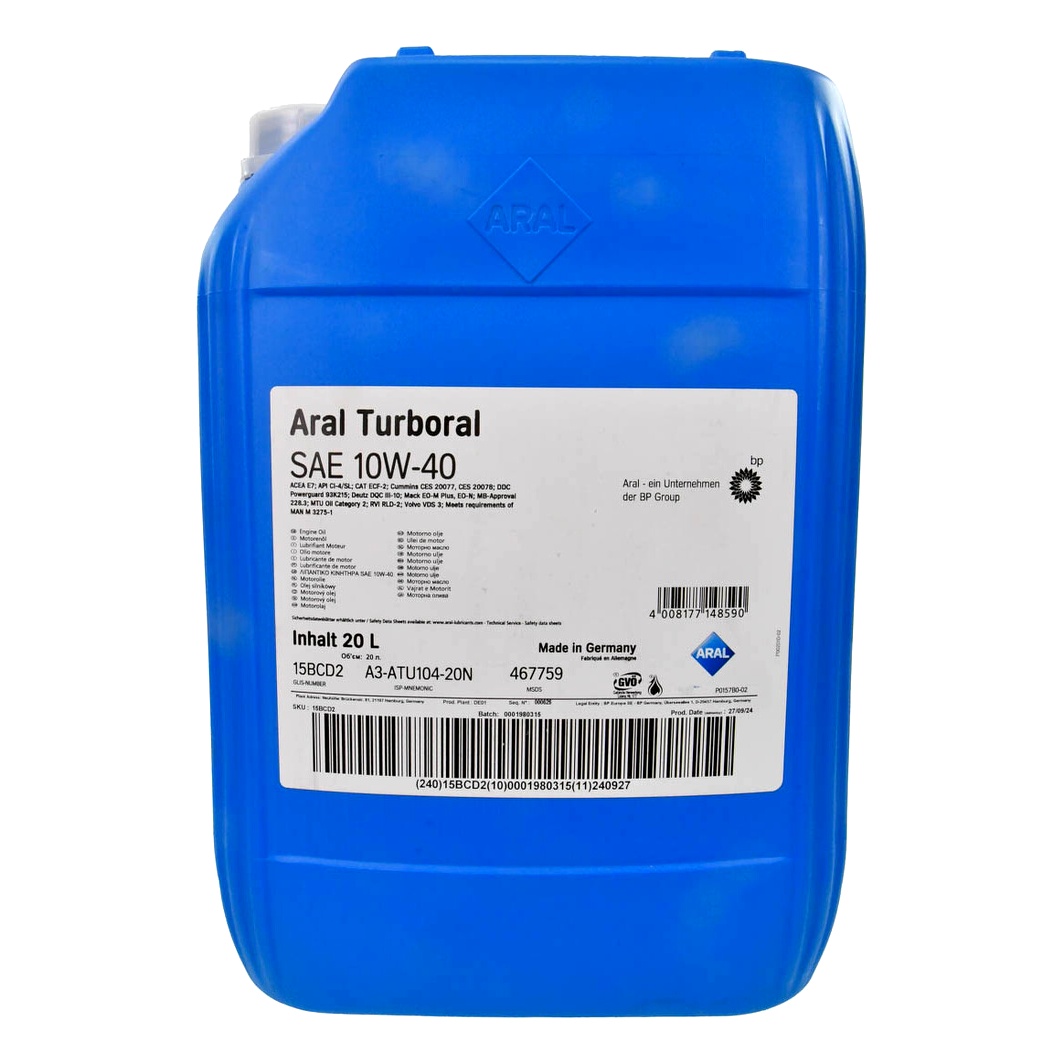Моторна олива ARAL Turboral 10W-40 20 л (15BCD2) - zapix