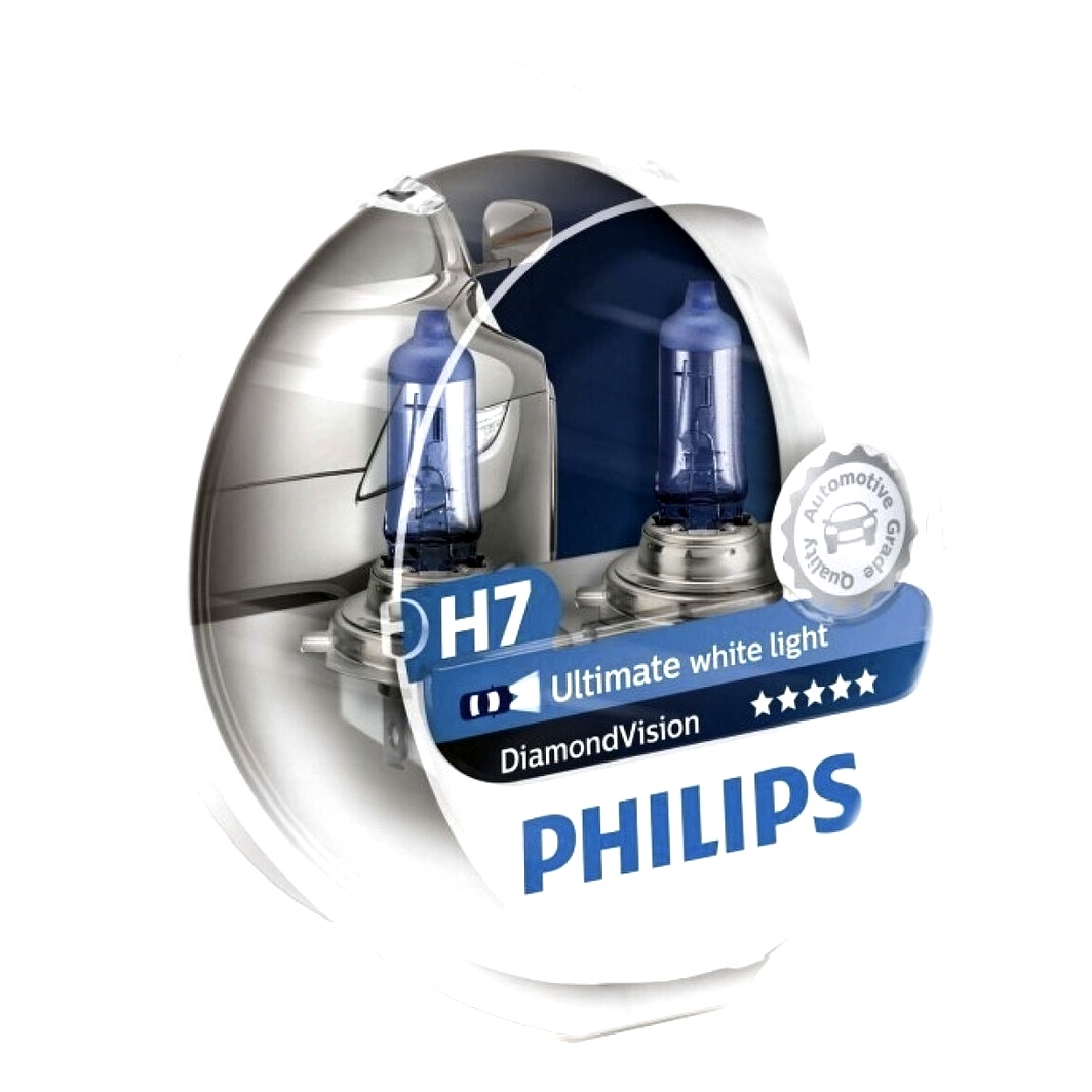 Автолампа галогенова PHILIPS DiamondVision H7 PX26d 55W 12V світло-блакитна 12972DVSP - zapix
