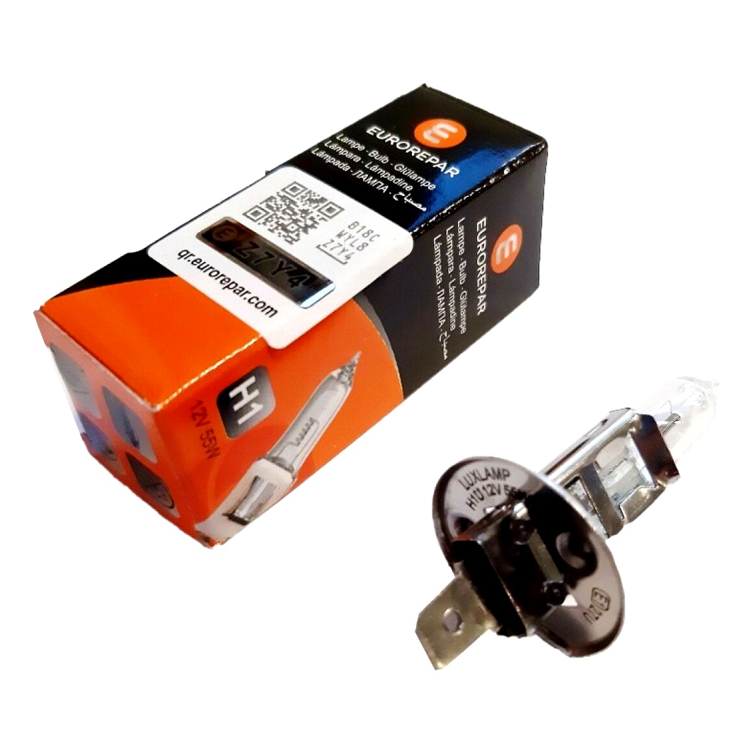 Автолампа галогеновая EUROREPAR H1 P14.5s 55W 12V прозрачная 1616430880 - zapix
