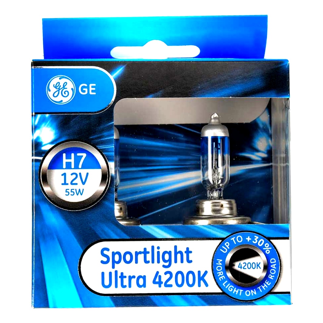 Автолампа галогенова GENERAL ELECTRIC Sportlight Ultra H7 PX26d 55W 12V прозоро-блакитна 58520SBU2D - zapix