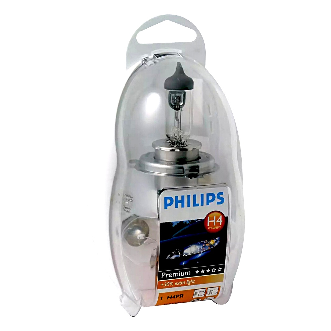 Автолампа галогенова PHILIPS Premium H4 P43t 55W 12V прозора 55473EKKM - zapix