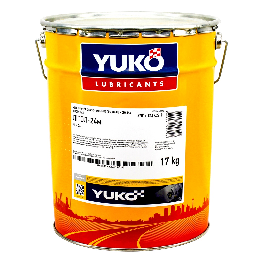 Смазка литиевая YUKO Литол-24М литиево для подшипников 17000 мл (12377) - zapix