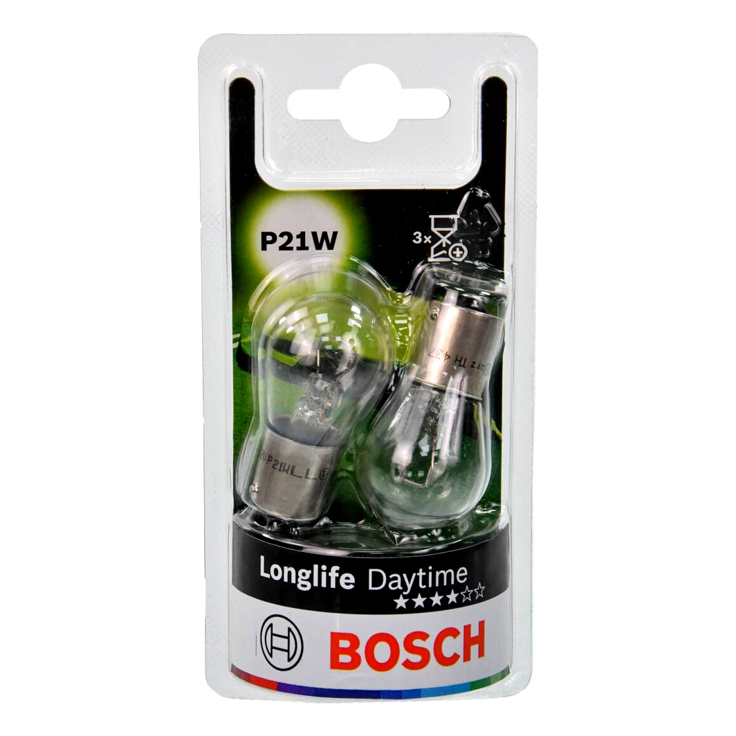 Автолампа накала BOSCH Longlife Daytime P21W BA15s 21W 12V прозрачная 1987301050