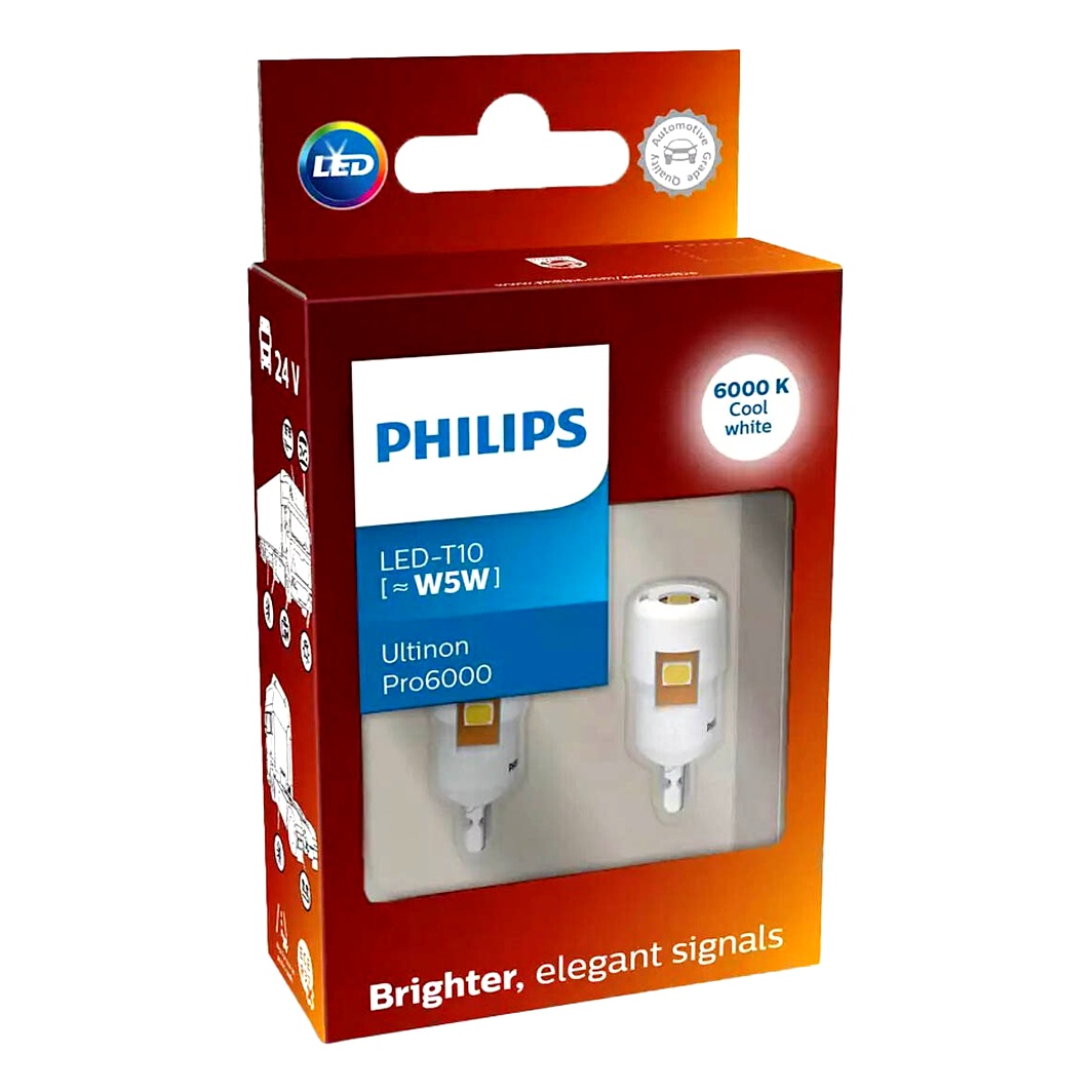 Автолампа LED (світлодіодна) PHILIPS Ultinon Pro6000 W5W W2.1x9.5d 24V 24961CU60X2 - zapix
