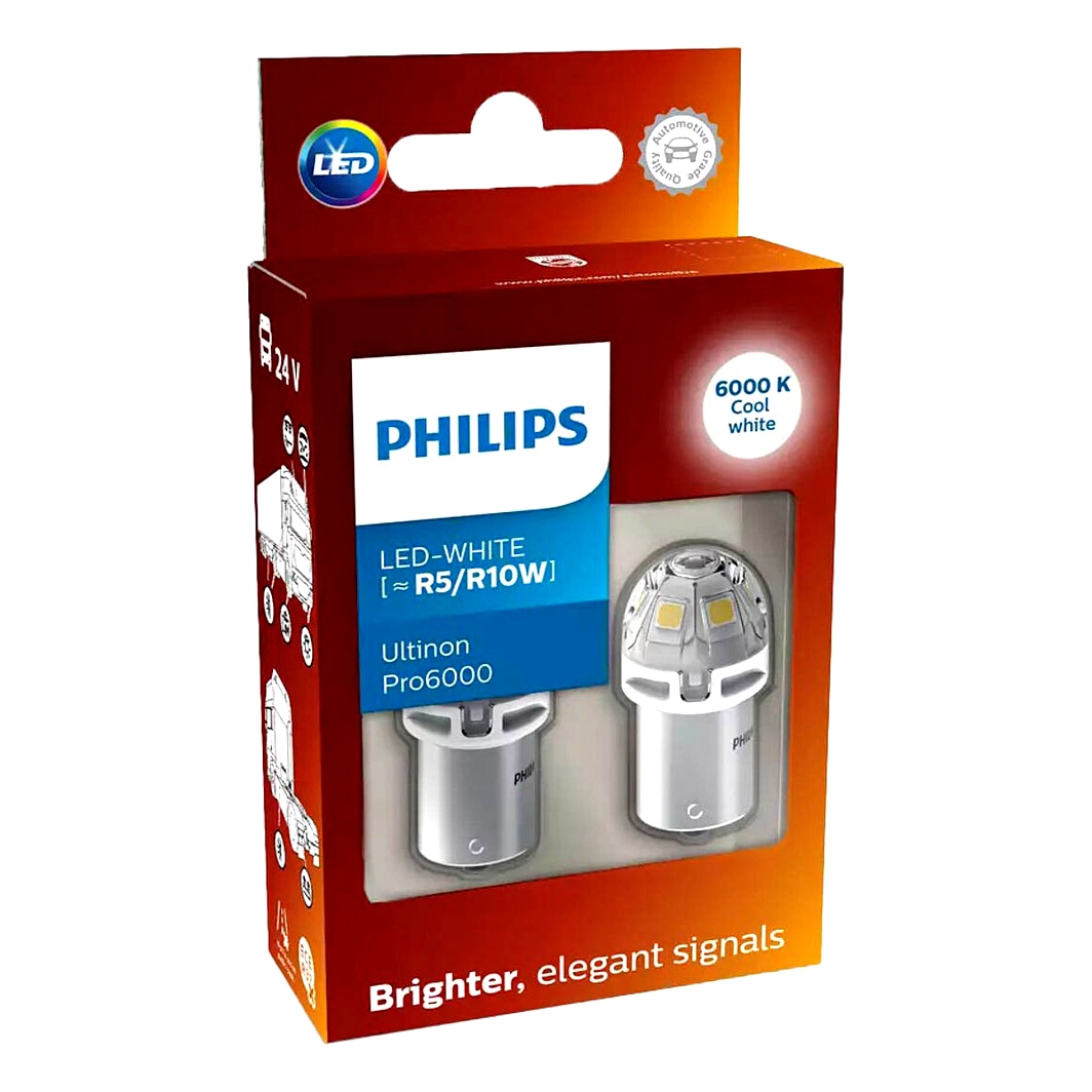 Автолампа LED (світлодіодна) PHILIPS Ultinon Pro6000 R10W BA15s 5W 24V 24805CU60X2 - zapix