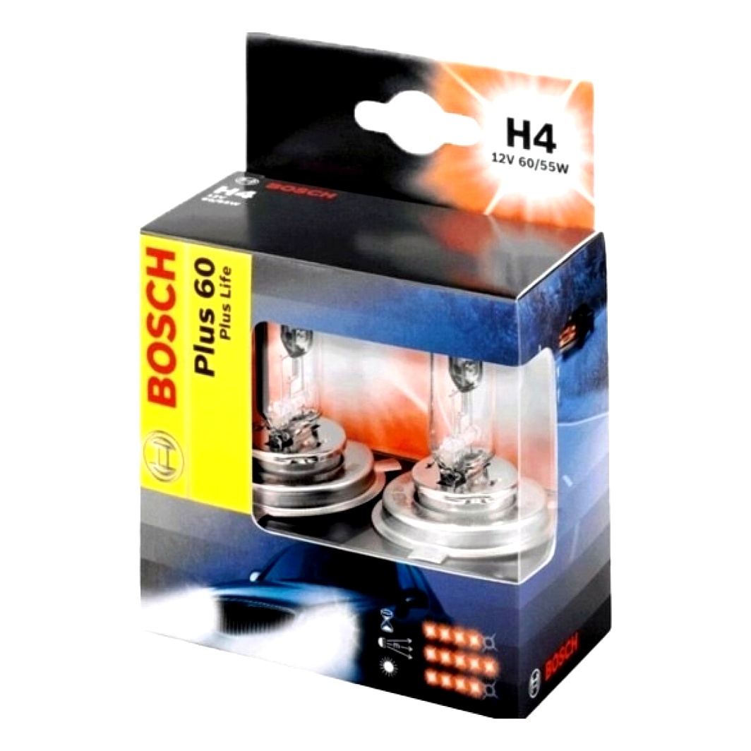 Автолампа накала BOSCH H4 P43t 55W 12V прозрачная 1987301070 - zapix