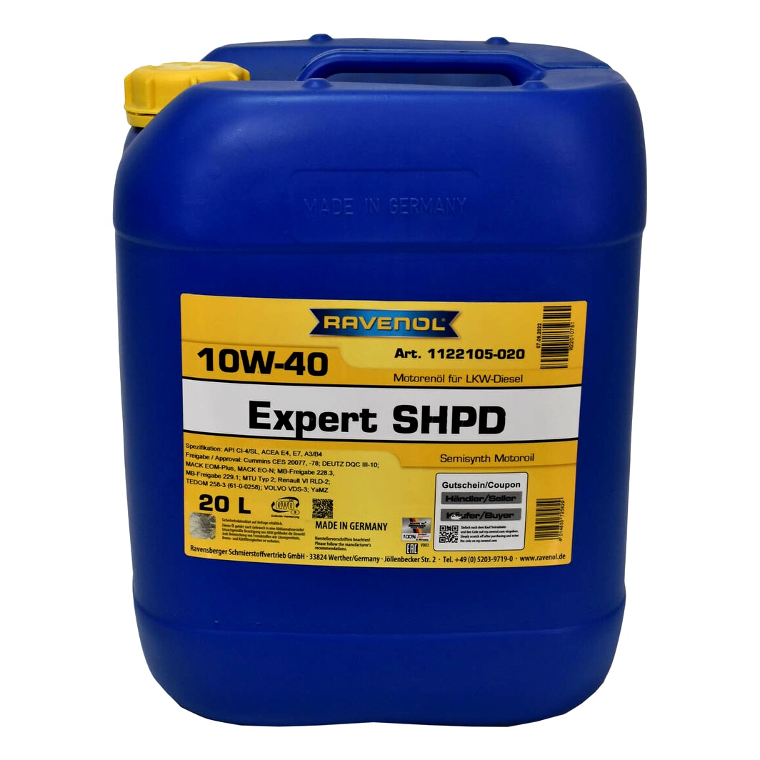Моторное масло RAVENOL Expert SHPD 10W-40 20 л (1122105020) - zapix