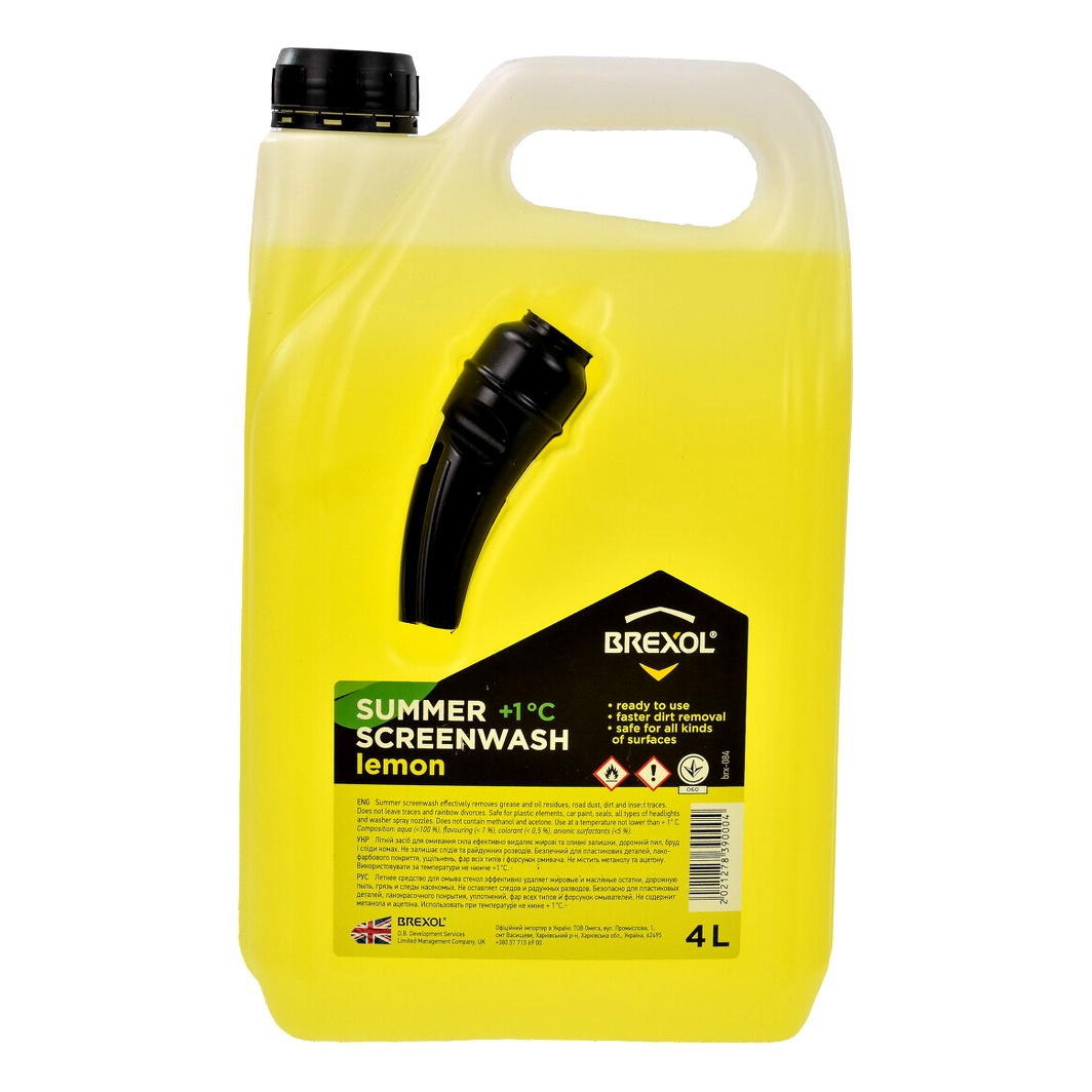 Омивач скла готовий літній 1°С BREXOL Screen Wash Summer лимон 4 л BRX084 - zapix