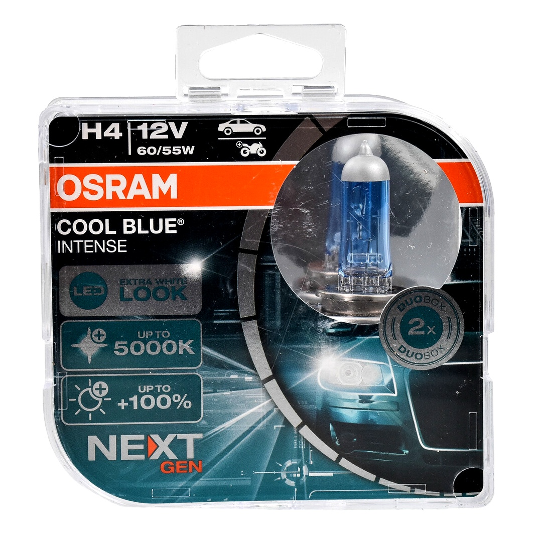 Автолампа галогенова OSRAM Cool Blue Intense (Next Gen) H4 P43t 55W 12V світло-блакитна 64193CBNHCB - zapix