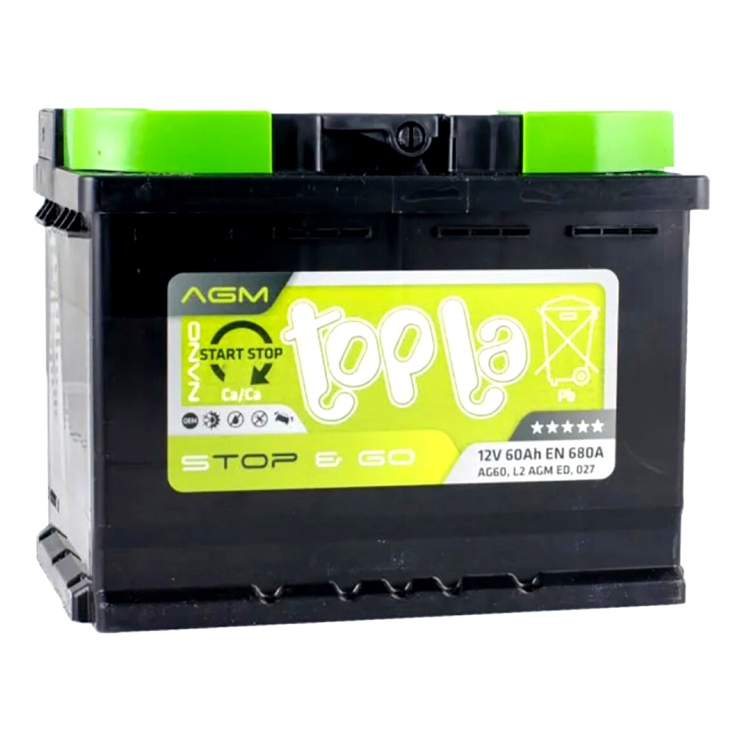 Акумулятор TOPLA AGM Start Stop 12V 60Ah 680A R+ 114060 - zapix