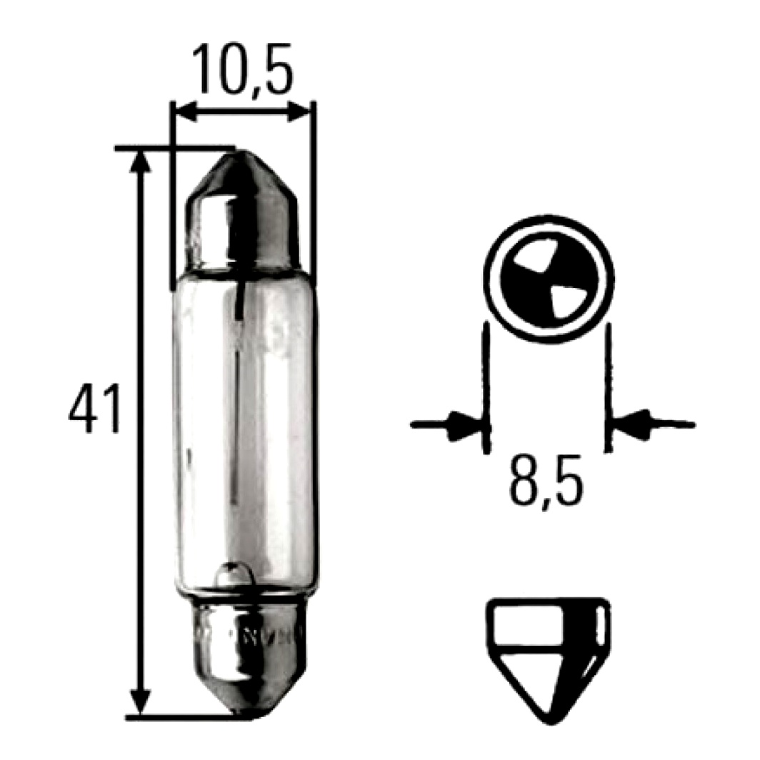 Автолампа розжарювання HELLA Standard C10W SV8.5-8 18W 12V прозора 8GM002091121 - zapix