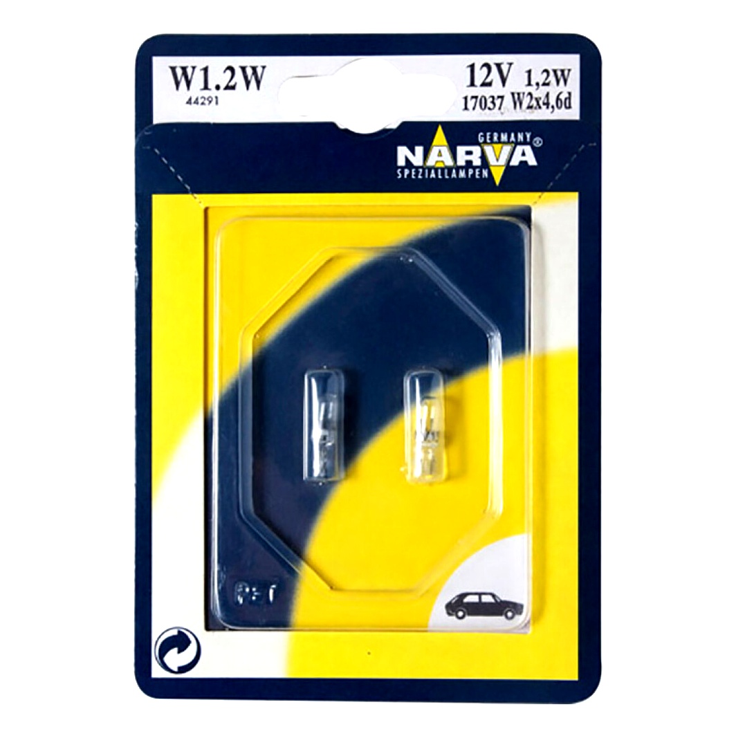 Автолампа розжарювання NARVA W1.2W W2x4.6d 1.2W 12V прозора 170372B - zapix