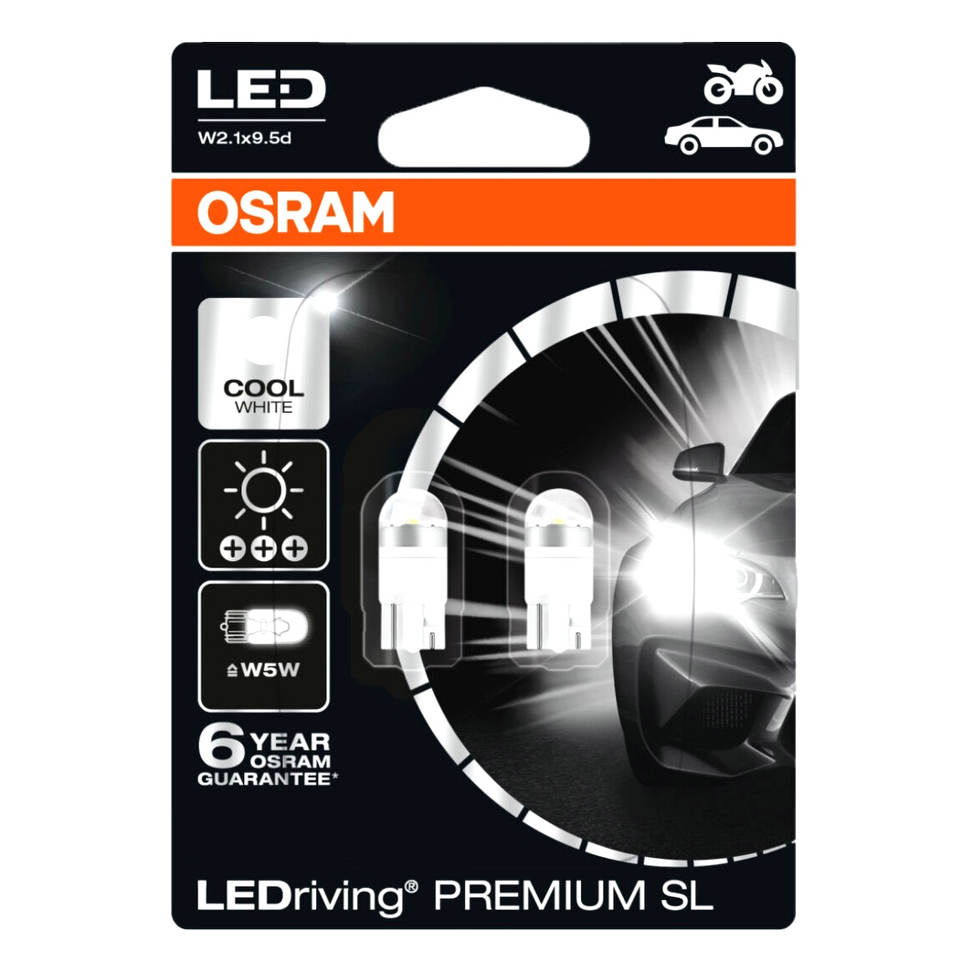 Автолампа LED (світлодіодна) OSRAM LEDriving Premium W5W W2.1x9.5d 1W 12V прозора 2850CW02B - zapix