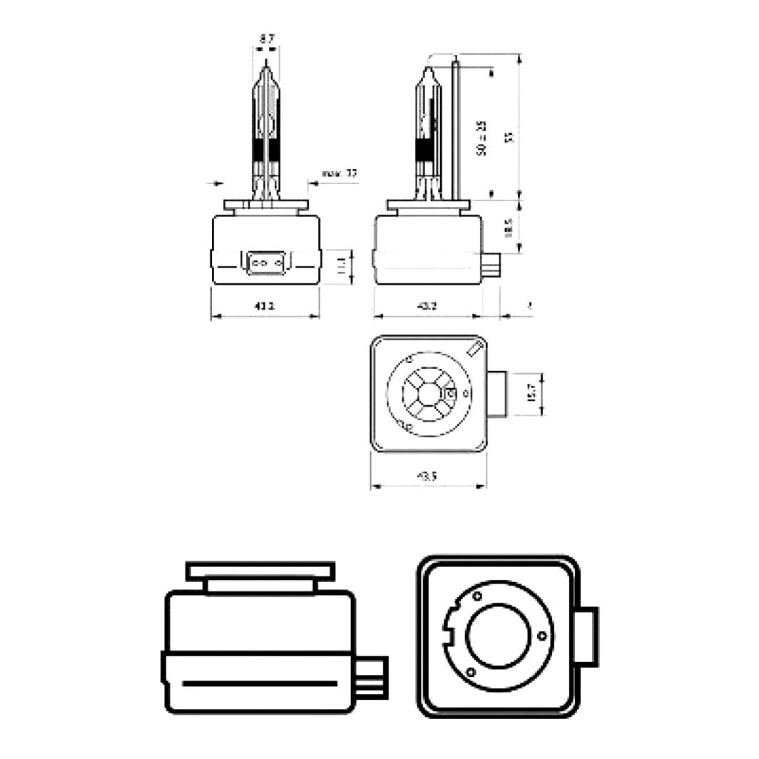 Автолампа ксенонова PHILIPS Vision D1R PK32d-3 35W 85V прозора 85409VIC1 - zapix