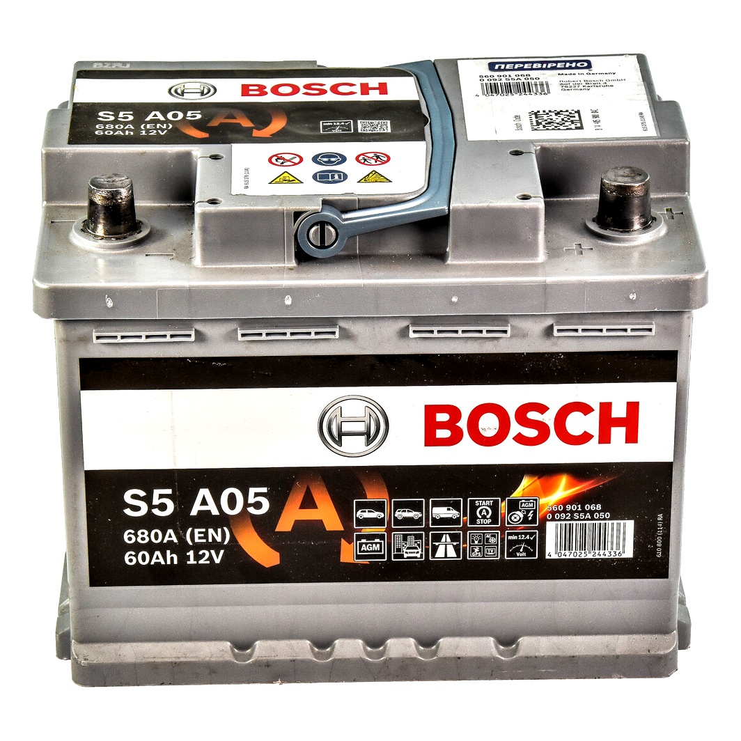 Акумулятор BOSCH S5 AGM 12V 60Ah 680A R+ 0092S5A050 - zapix
