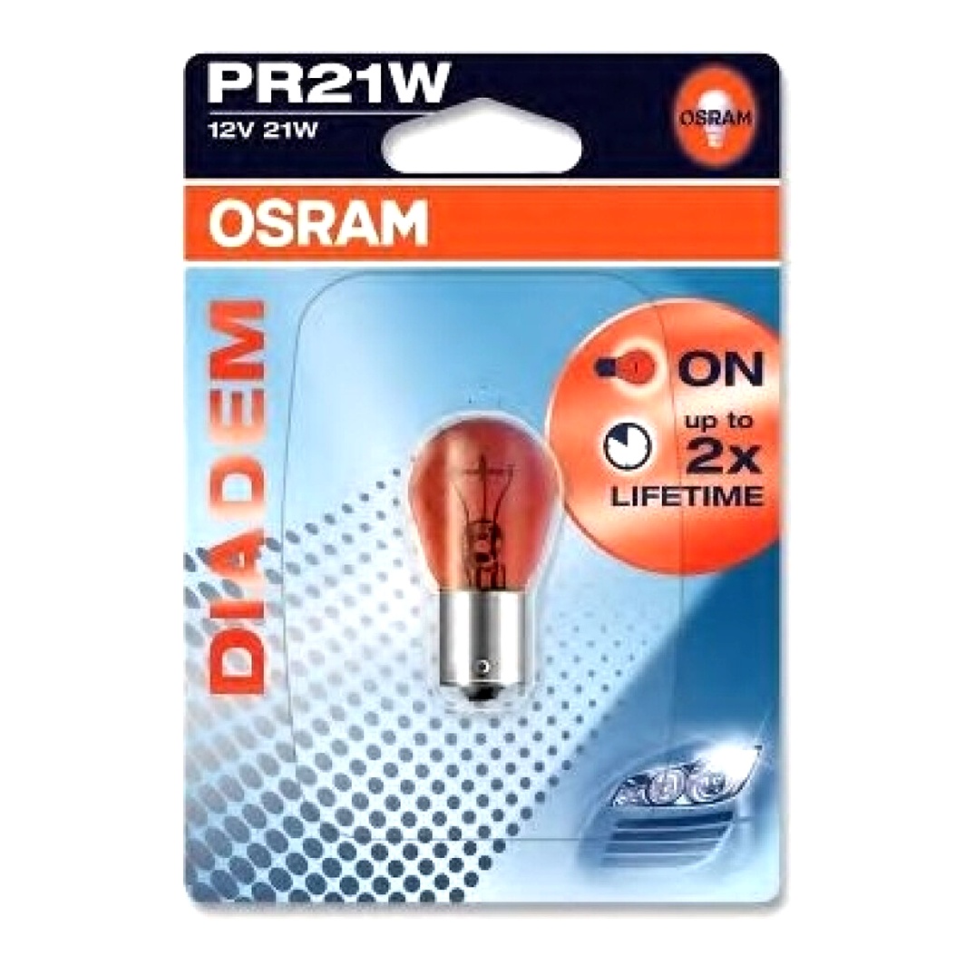 Автолампа розжарювання OSRAM Diadem PR21W BAW15s 21W 12V червона 7508LDR01B - zapix