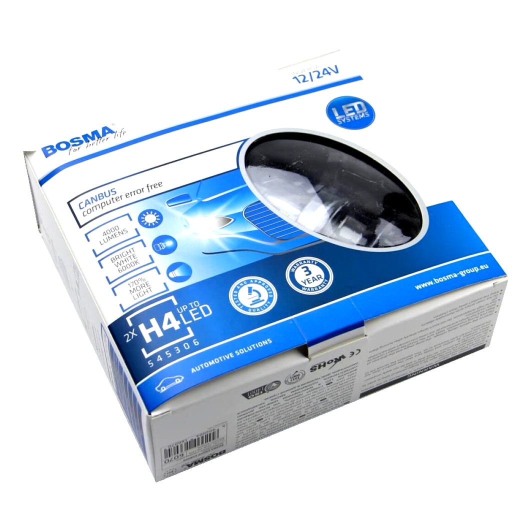 Автолампа LED (светодиодная) BOSMA H4 P43t 25W 12V 6070 - zapix
