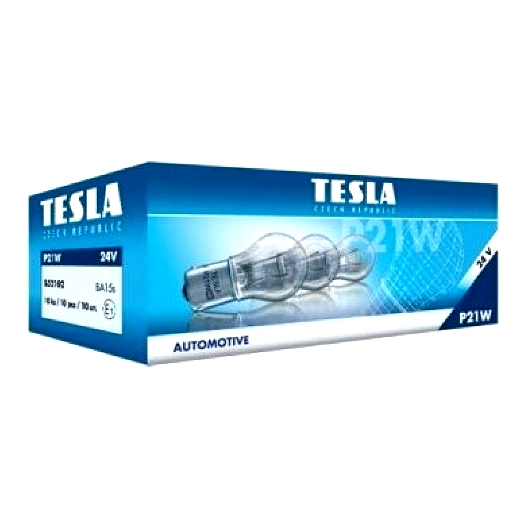 Автолампа розжарювання TESLA Standard P21W BA15s 21W 24V прозора B52102 - zapix