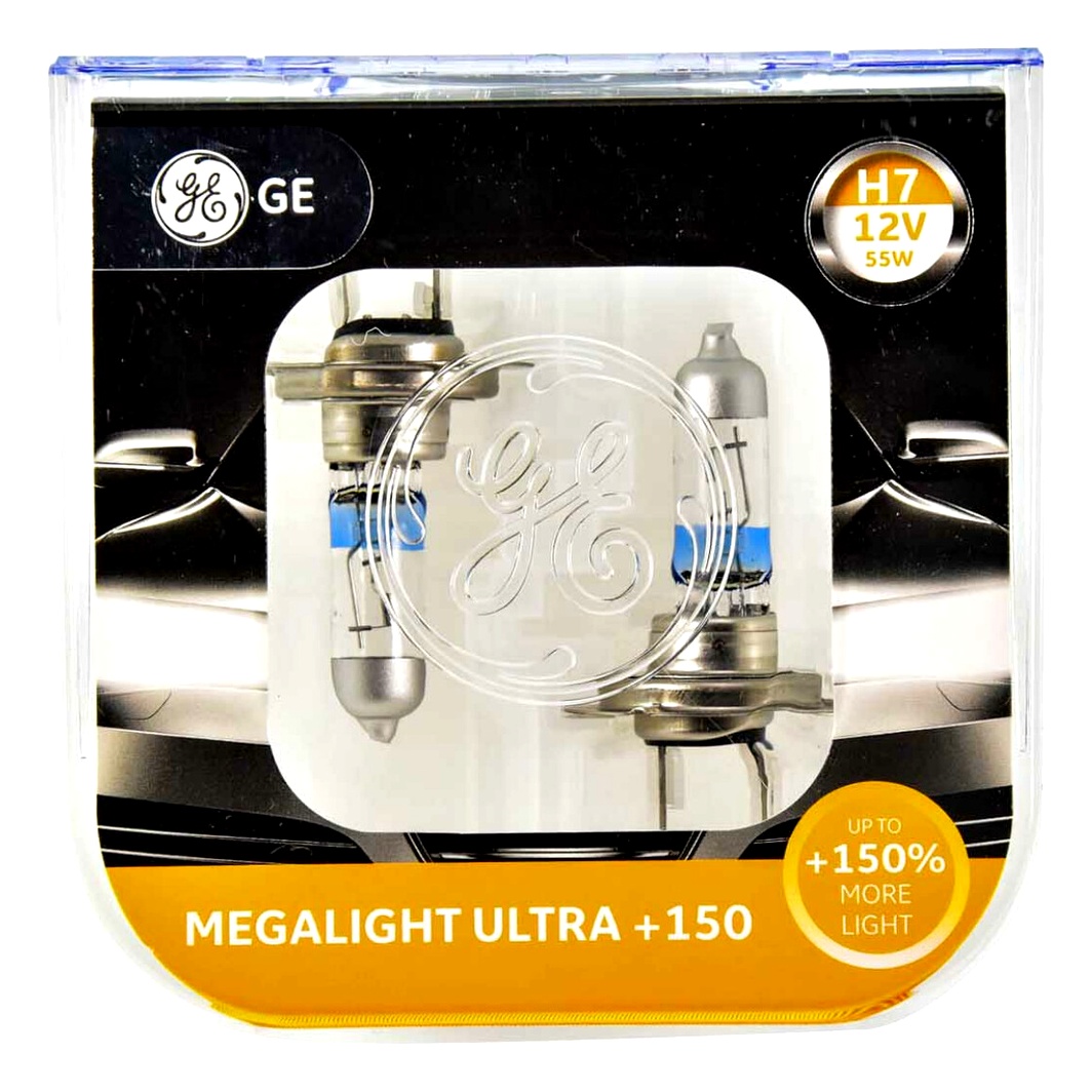 Автолампа галогеновая GENERAL ELECTRIC Megalight Ultra +150 H7 PX26d 55W 12V прозрачно-голубая 58520NXNU2D - zapix