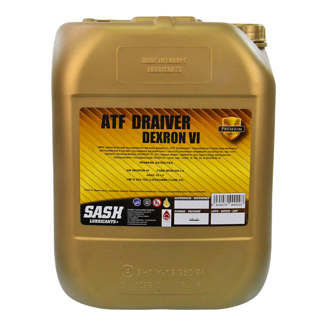 Трансмиссионное масло SASH ATF Draiver Dexron VI 20 л 100860 - zapix