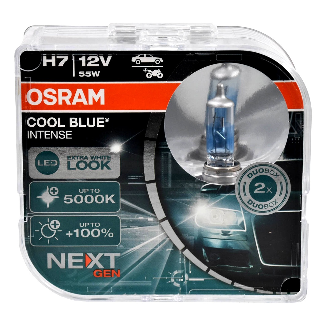 Автолампа галогенова OSRAM Cool Blue Intense (Next Gen) H7 PX26d 55W 12V прозоро-блакитна 64210CBNHCB - zapix