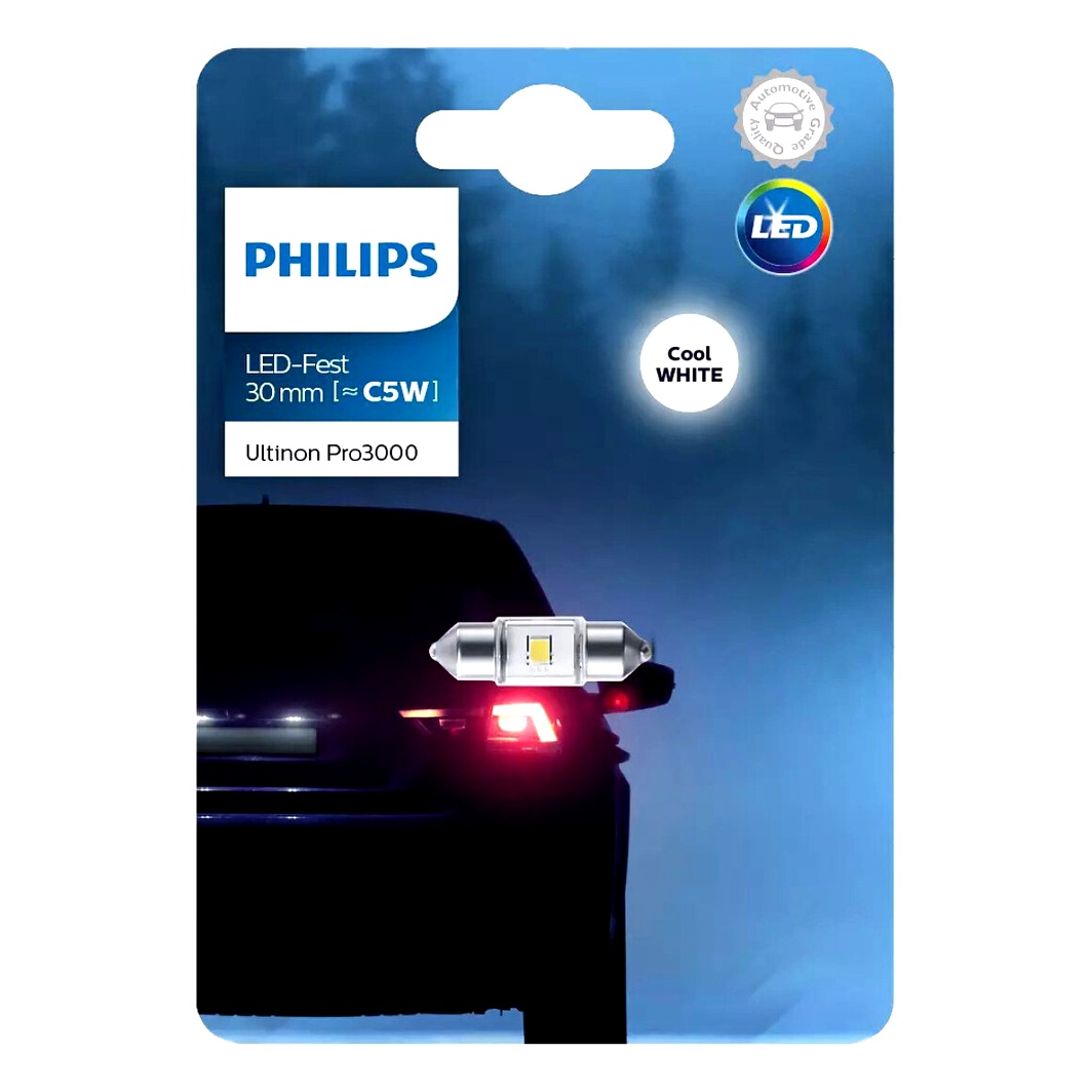Автолампа LED (светодиодная) PHILIPS Ultinon Pro3000 C5W SV8.5 0.6W 12V белая 11860U30CWB1 - zapix
