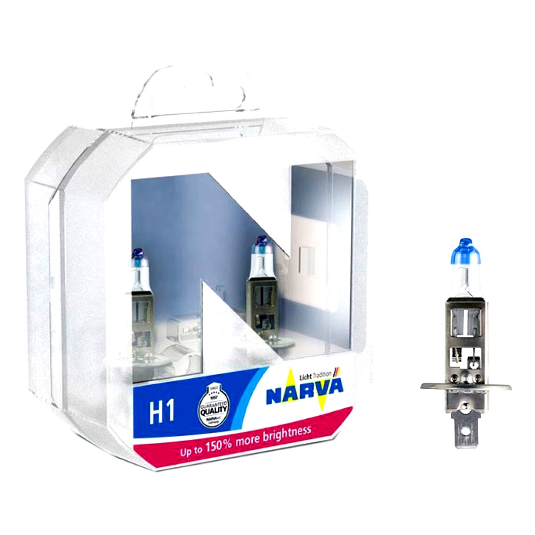 Автолампа галогенова NARVA H1 P14.5s 55W 12V прозоро-блакитна 480682100 - zapix