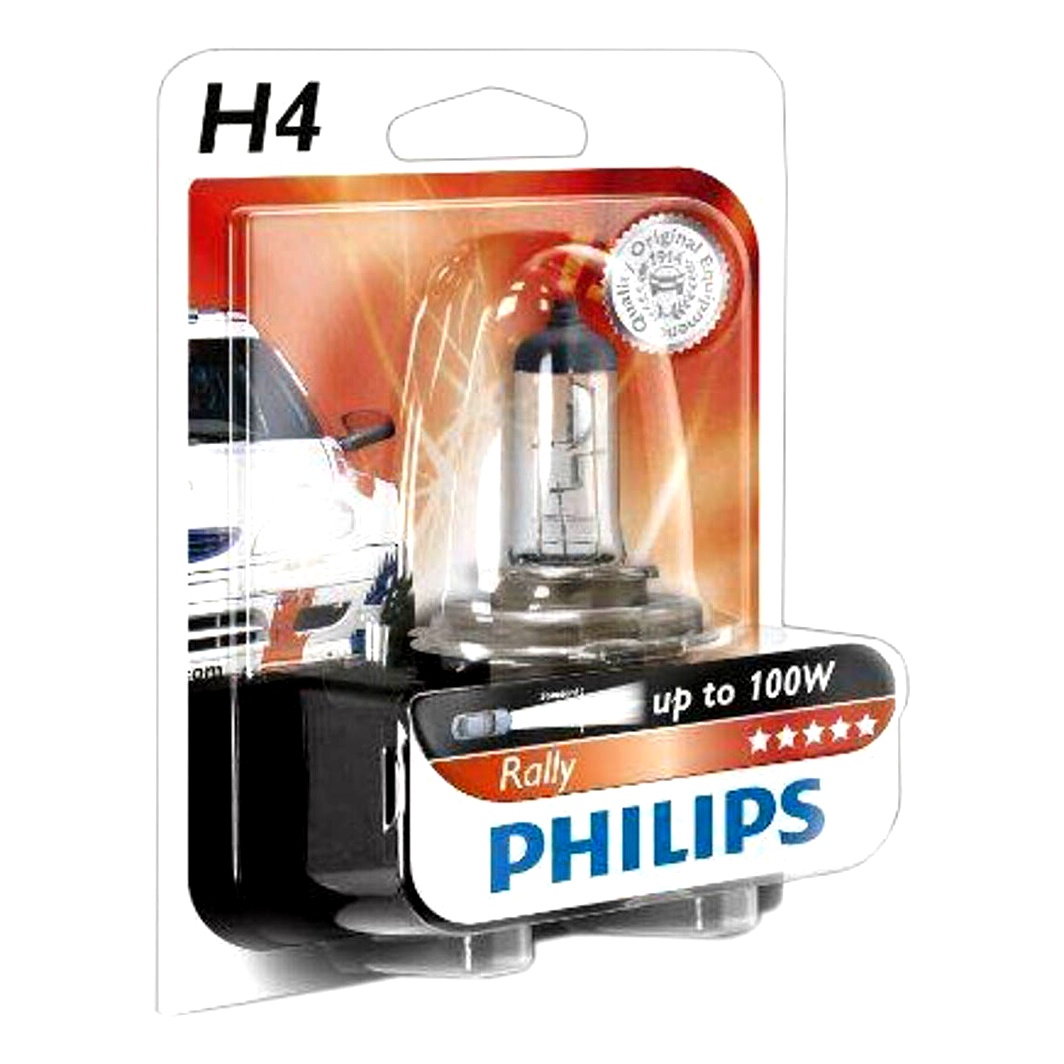 Автолампа галогенова PHILIPS Rally H4 P43t-38 100W 12V прозора 12569RAB1 - zapix
