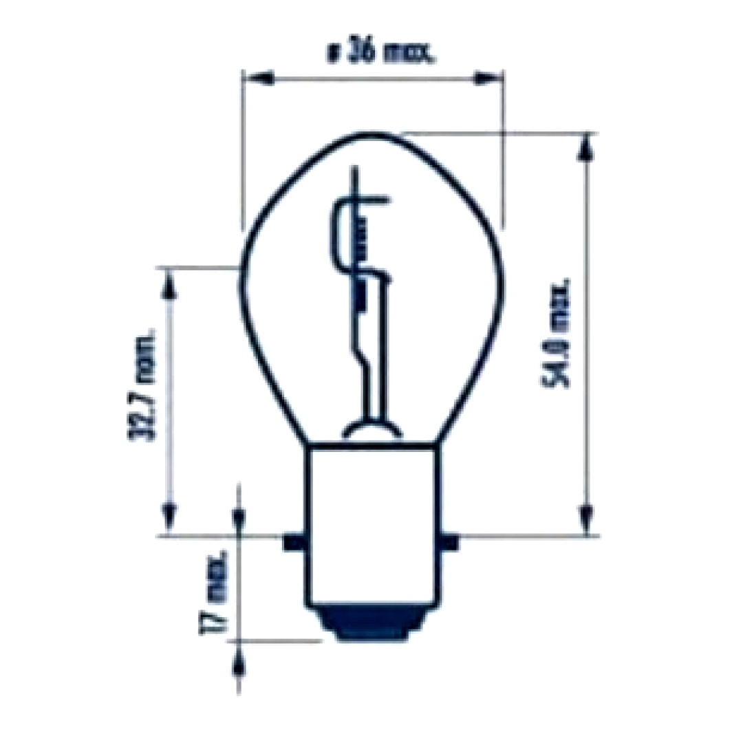 Автолампа галогенова NARVA Standard S2 BA20d 35W 12V прозора 49531 - zapix