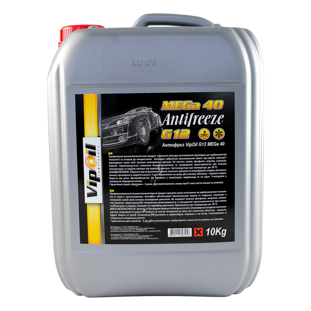 Готовый антифриз VIPOIL MEGa 40 красный G12 -40 °C 20 л (701433)
