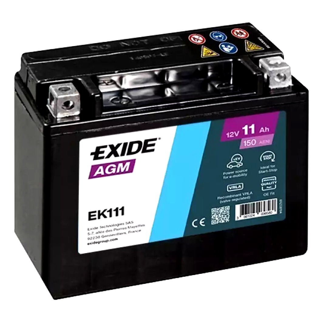 Акумулятор EXIDE AGM 12V 11Ah 150A EK111 - zapix