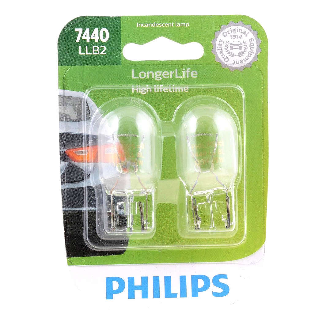 Автолампа розжарювання PHILIPS LongerLife W21W W3x16d 25W 13V прозора 7440LLB2 - zapix