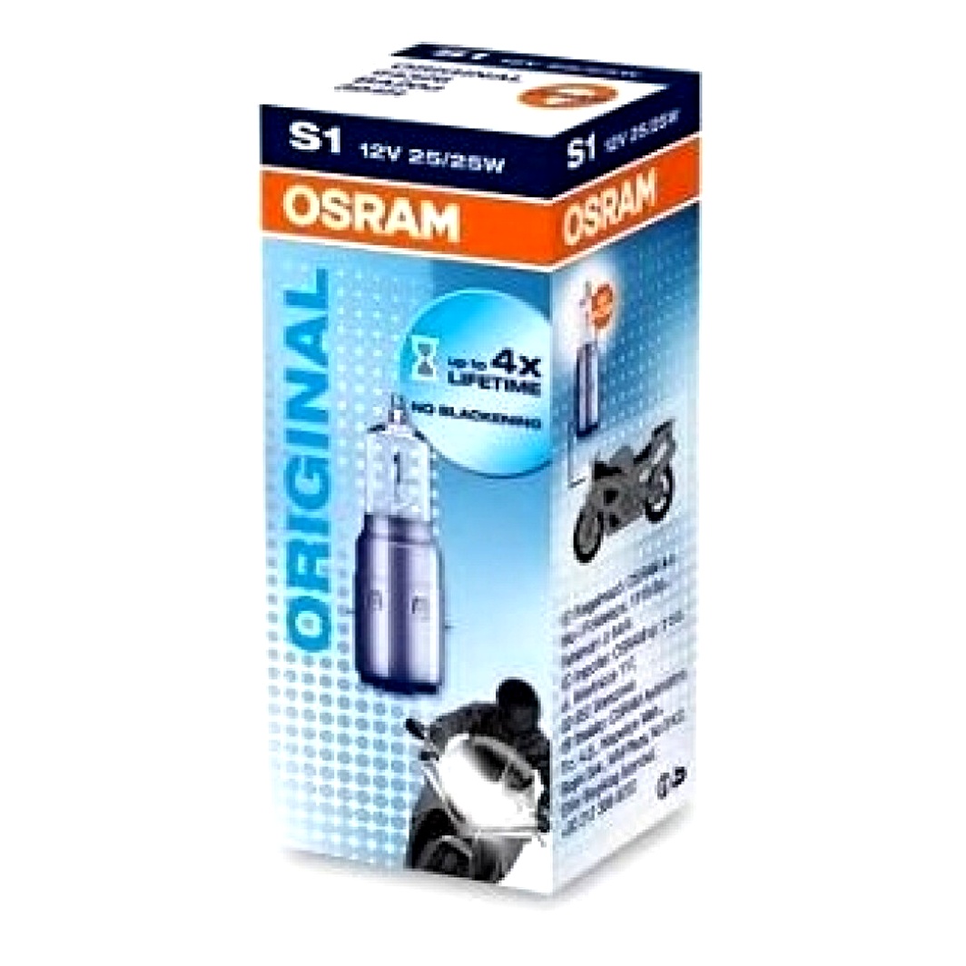 Автолампа галогеновая OSRAM S1 BA20d 25W 12V прозрачная 64326 - zapix