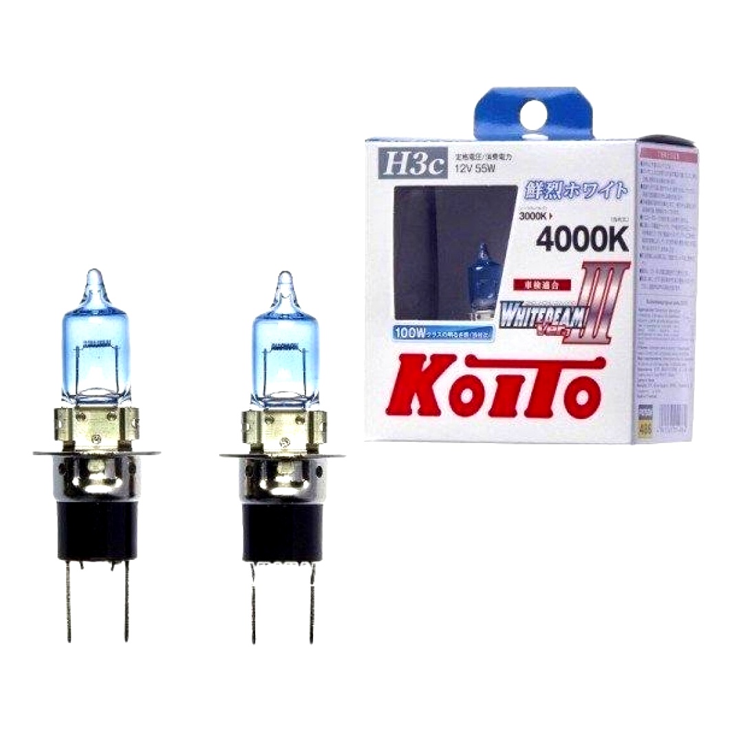 Автолампа галогенова KOITO WhiteBeam ver. III H3C PK22s 50W 12V прозоро-блакитна P0753W - zapix