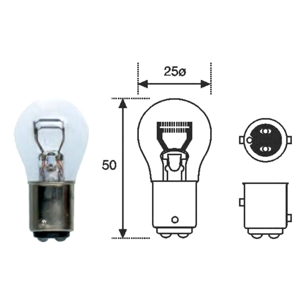 Автолампа розжарювання MAGNETI MARELLI P21/5W BAY15d 5W 12V прозора 008528100000 - zapix