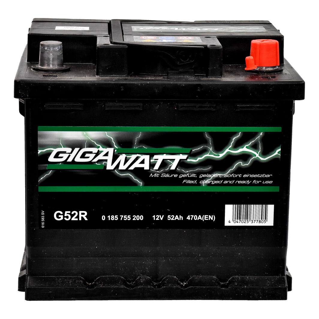 Акумулятор GIGAWATT 12V 52Ah 470A R+ 0185755200 - zapix