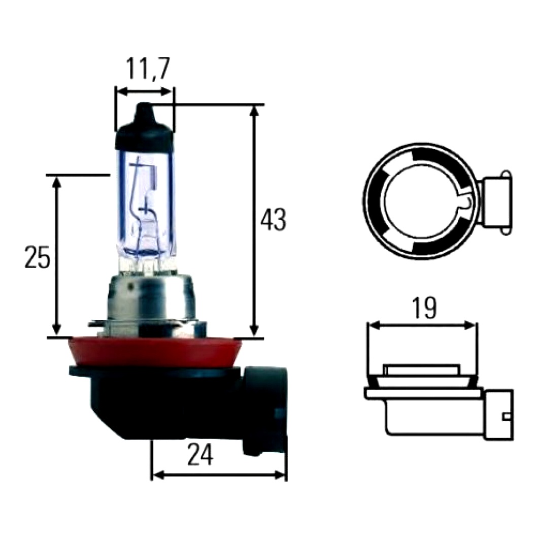 Автолампа галогеновая HELLA H8 PGJ19-1 35W 12V прозрачная 8GH008356181 - zapix