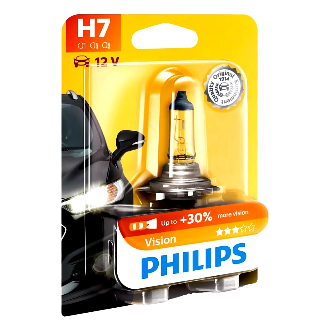 Автолампа галогеновая PHILIPS Vision H7 PX26d 55W 12V прозрачная 12972PR1B - zapix