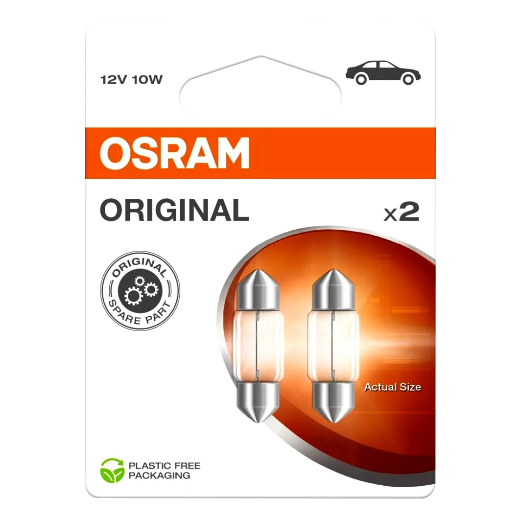 Автолампа розжарювання OSRAM Original C10W SV8.5-8 10W 12V прозора 64382BL - zapix