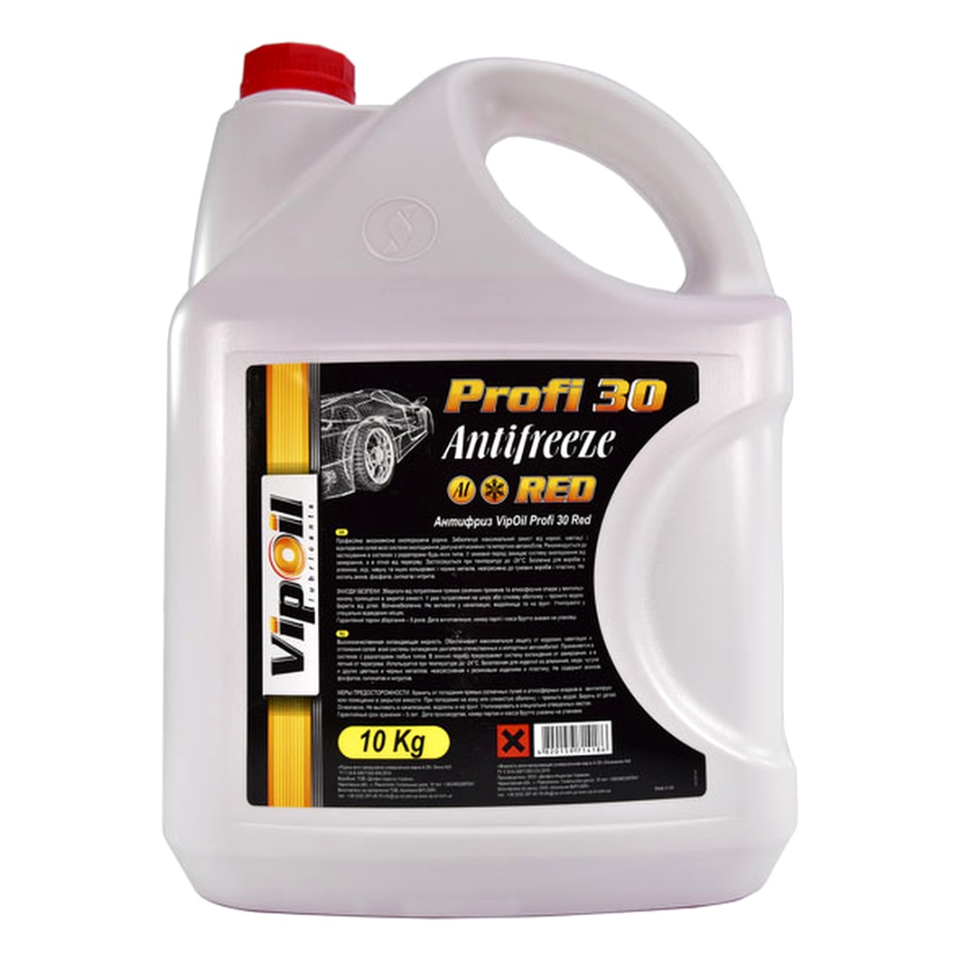 Готовий антифриз VIPOIL Profi 30 червоний -24 °C 10 л (701391) - zapix