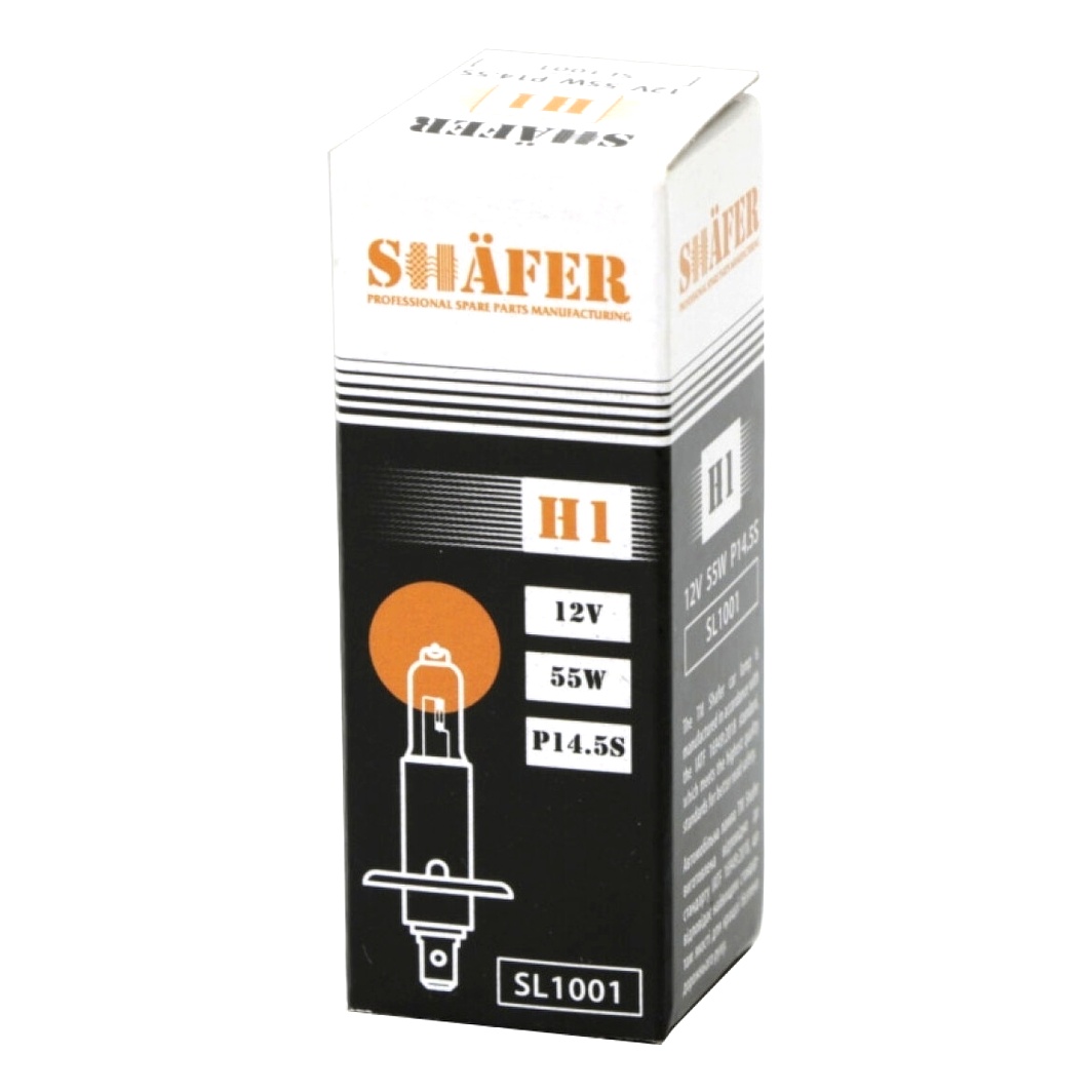 Автолампа галогенова SHAFER H1 P14.5s 55W 12V прозора SL1001 - zapix