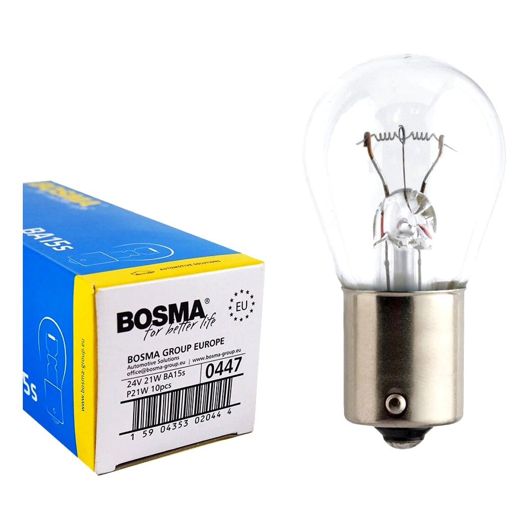 Автолампа розжарювання BOSMA P21W BA15s 21W 24V 0447 - zapix