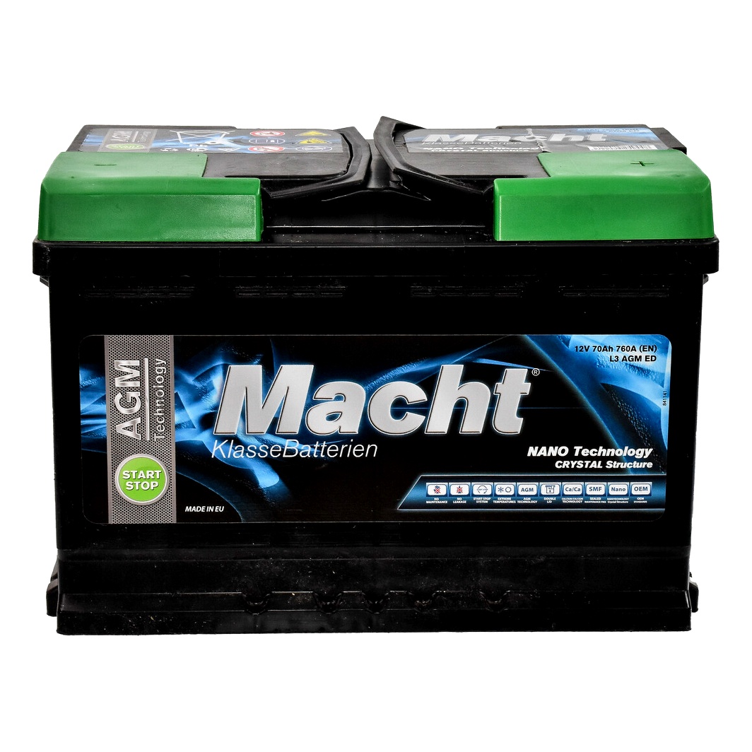 Акумулятор MACHT AGM Start Stop 12V 70Ah 760A R+ 25944 - zapix