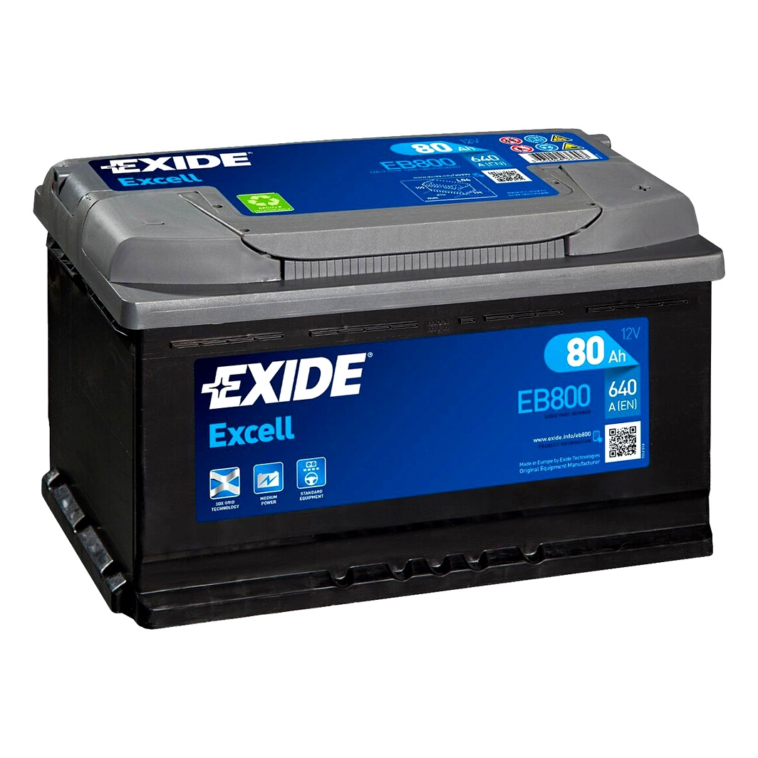 Акумулятор EXIDE Excell 12V 80Ah 640A R+ EB800 - zapix