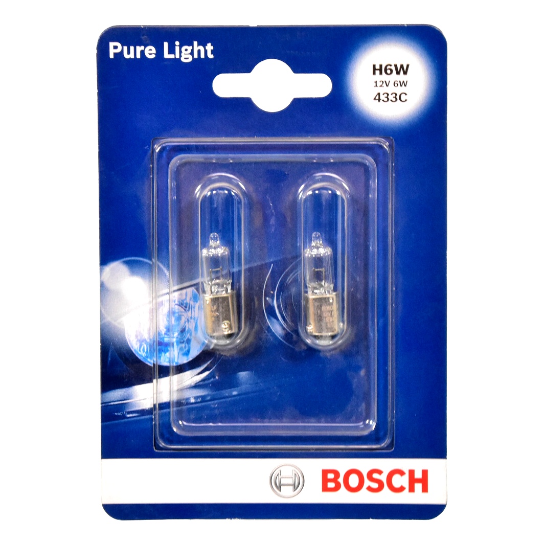 Автолампа галогенова BOSCH Pure Light H6W BAX9s 6W 12V 1987301035 - zapix