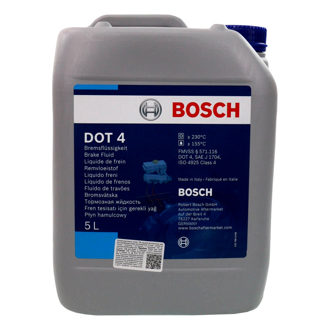 Гальмівна рідина BOSCH DOT 4 пластик 5 л 1987479108 - zapix