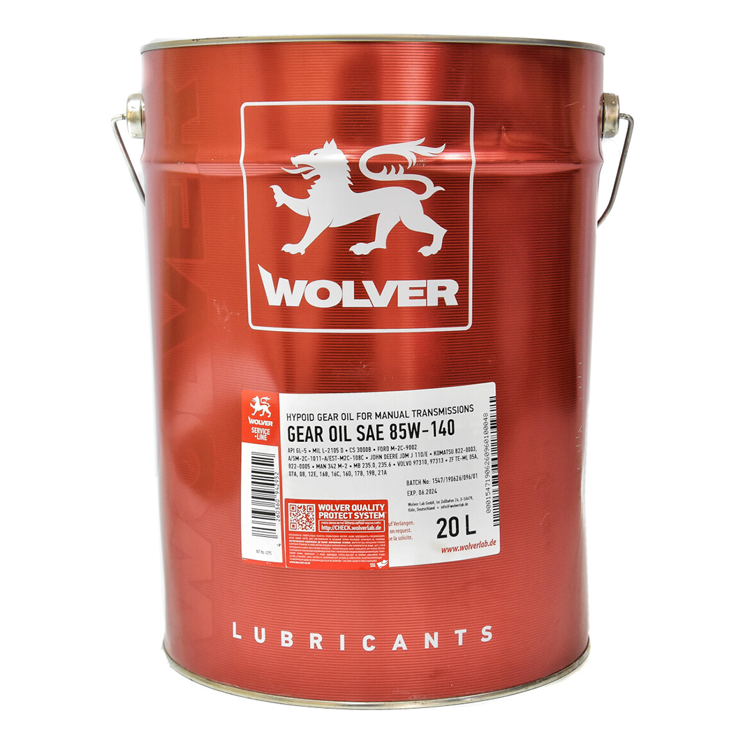 Трансмісійна олива WOLVER Gear Oil GL-5 85W-140 20 л 4260360942952 - zapix