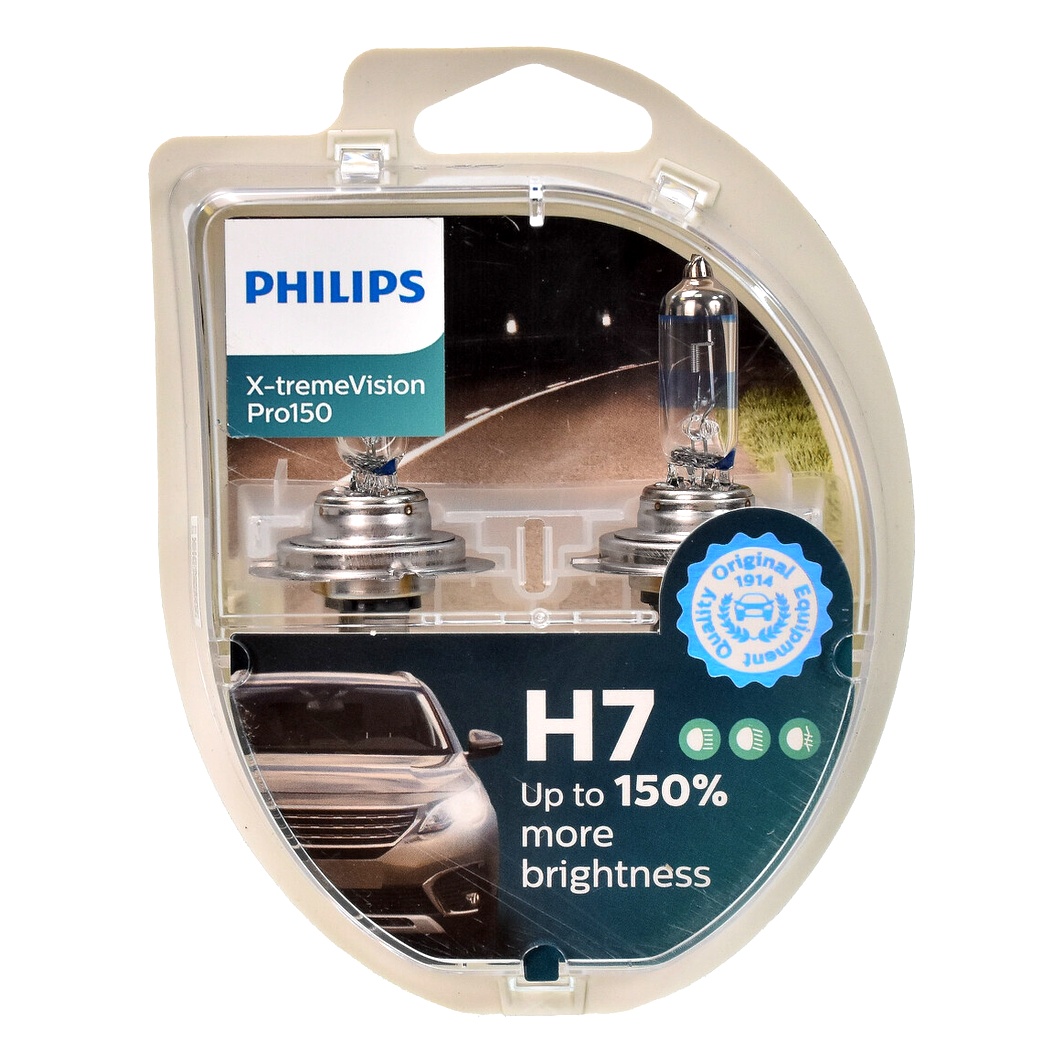 Автолампа галогенова PHILIPS X-tremeVision Pro150 H7 PX26d 55W 12V прозоро-блакитна 12972XVPS2 - zapix